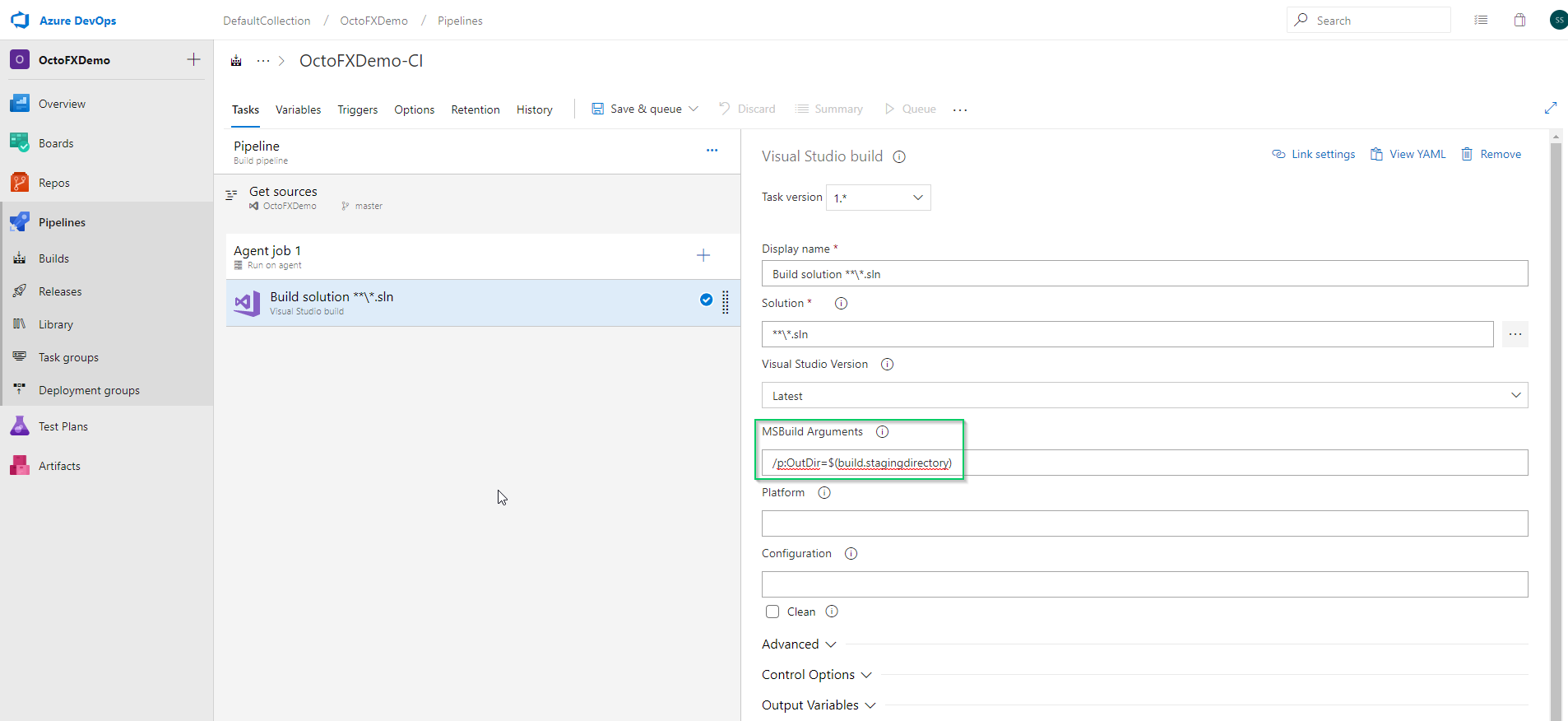MSBuild arguments